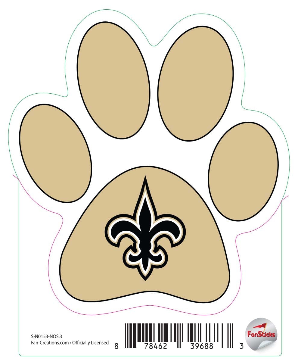 fan creations New Orleans Saints 3in Decal Paw Print with Team Logo