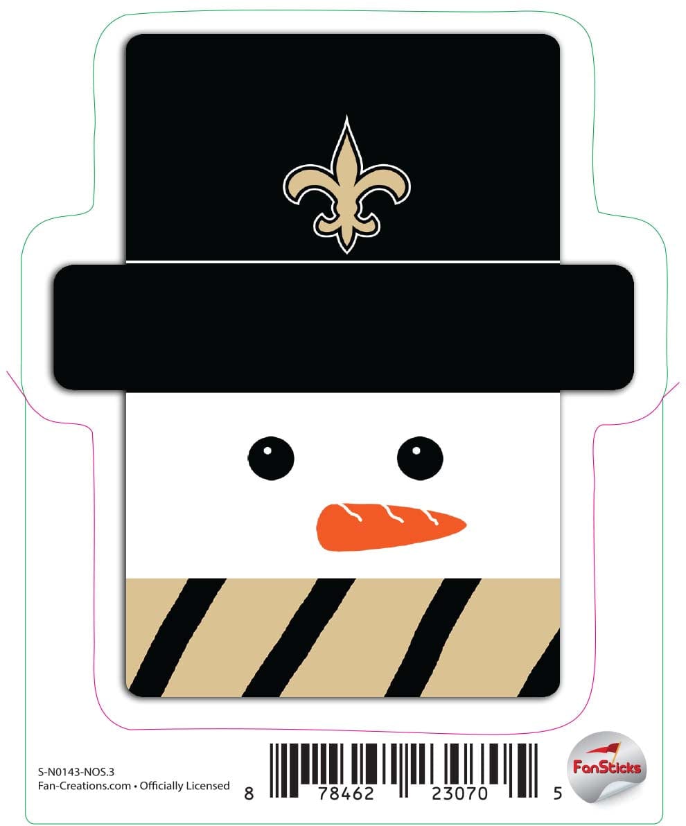 fan creations New Orleans Saints 3in Decal Snowman Holiday Head