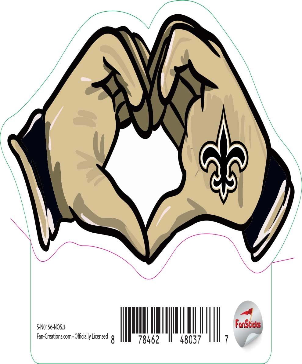 fan creations New Orleans Saints 3in Decal Sticker Heart Hands