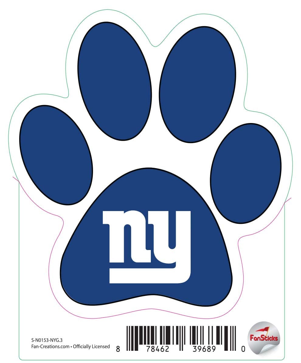 fan creations New York Giants 3in Decal Paw Print with Team Logo
