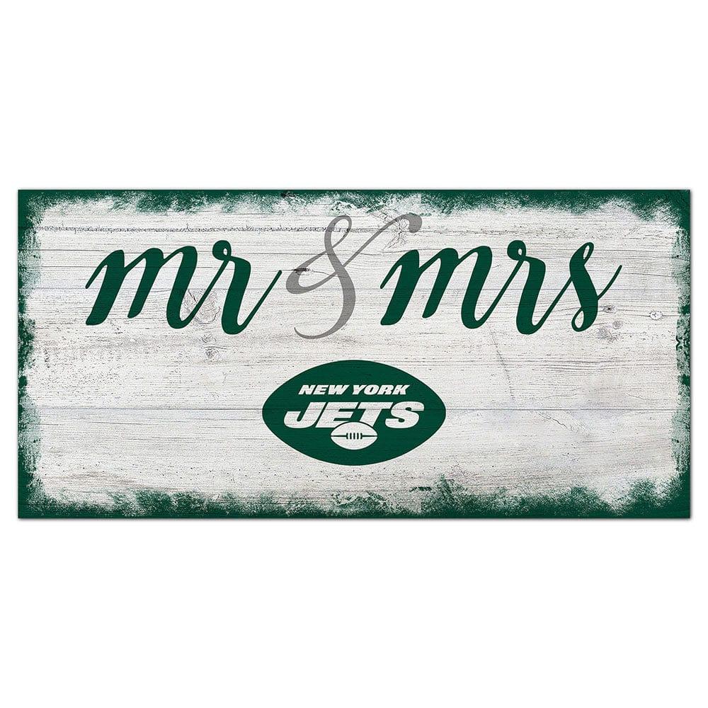 fan creations New York Jets Script Mr & Mrs 6x12 Sign