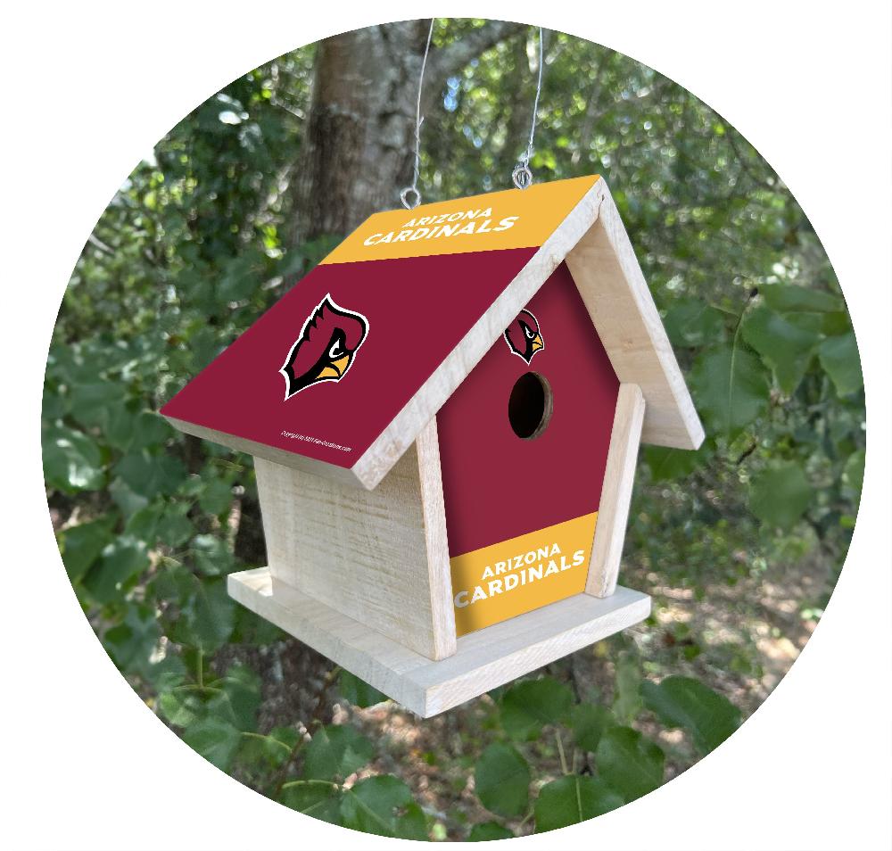 fan creations NFL Arizona Cardinals-Themed Birdhouse – White Mahogany with Bright UV Printed Team Colors