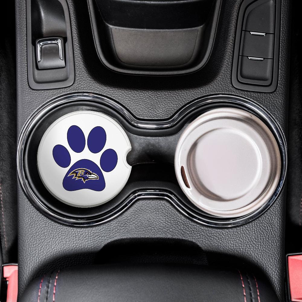 fan creations NFL Baltimore Ravens -Themed Ceramic Car Coaster – 2.5" Paw Print Design - 2 Pack