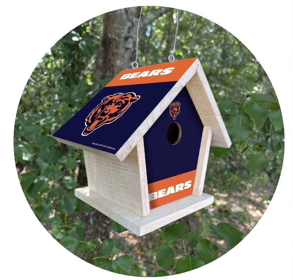 fan creations NFL Chicago Bears-Themed Birdhouse – White Mahogany with Bright UV Printed Team Colors