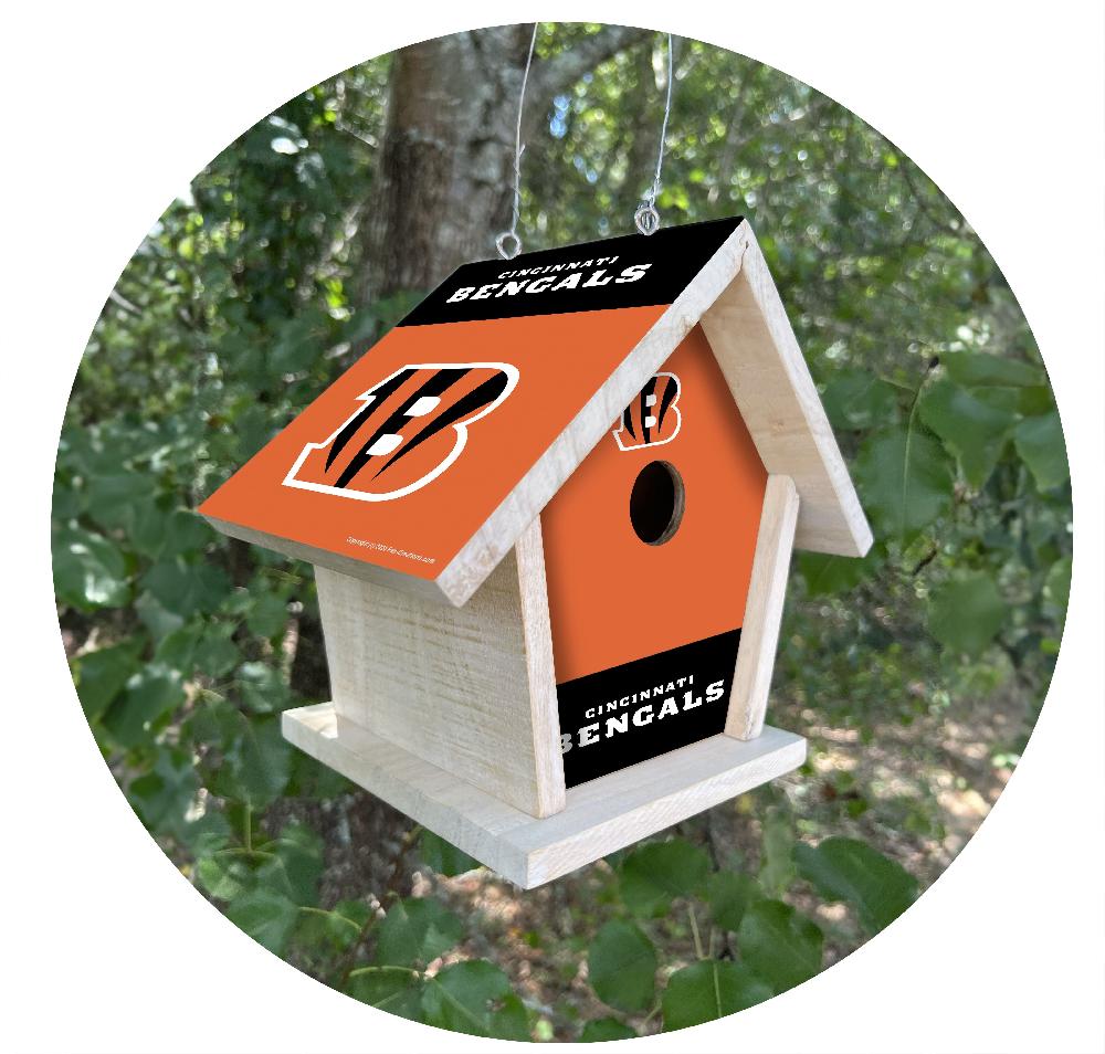fan creations NFL Cincinnati Bengals-Themed Birdhouse – White Mahogany with Bright UV Printed Team Colors