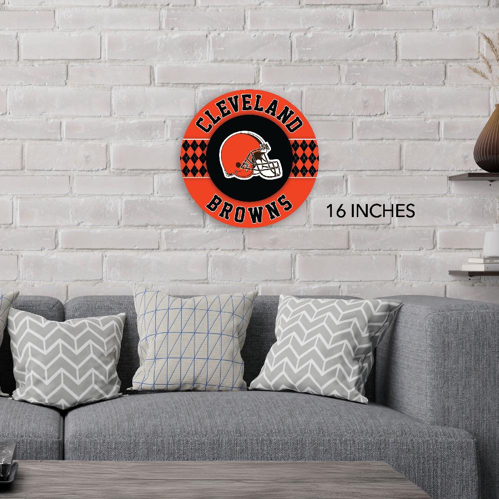 fan creations NFL Cleveland Browns Argyle 16inc Circle Wall Art