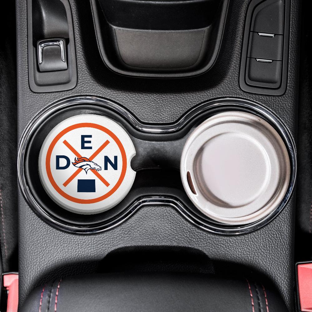 fan creations NFL Denver Broncos-Ceramic Car Coaster – Railroad Crossing Sign Design - 2 pack