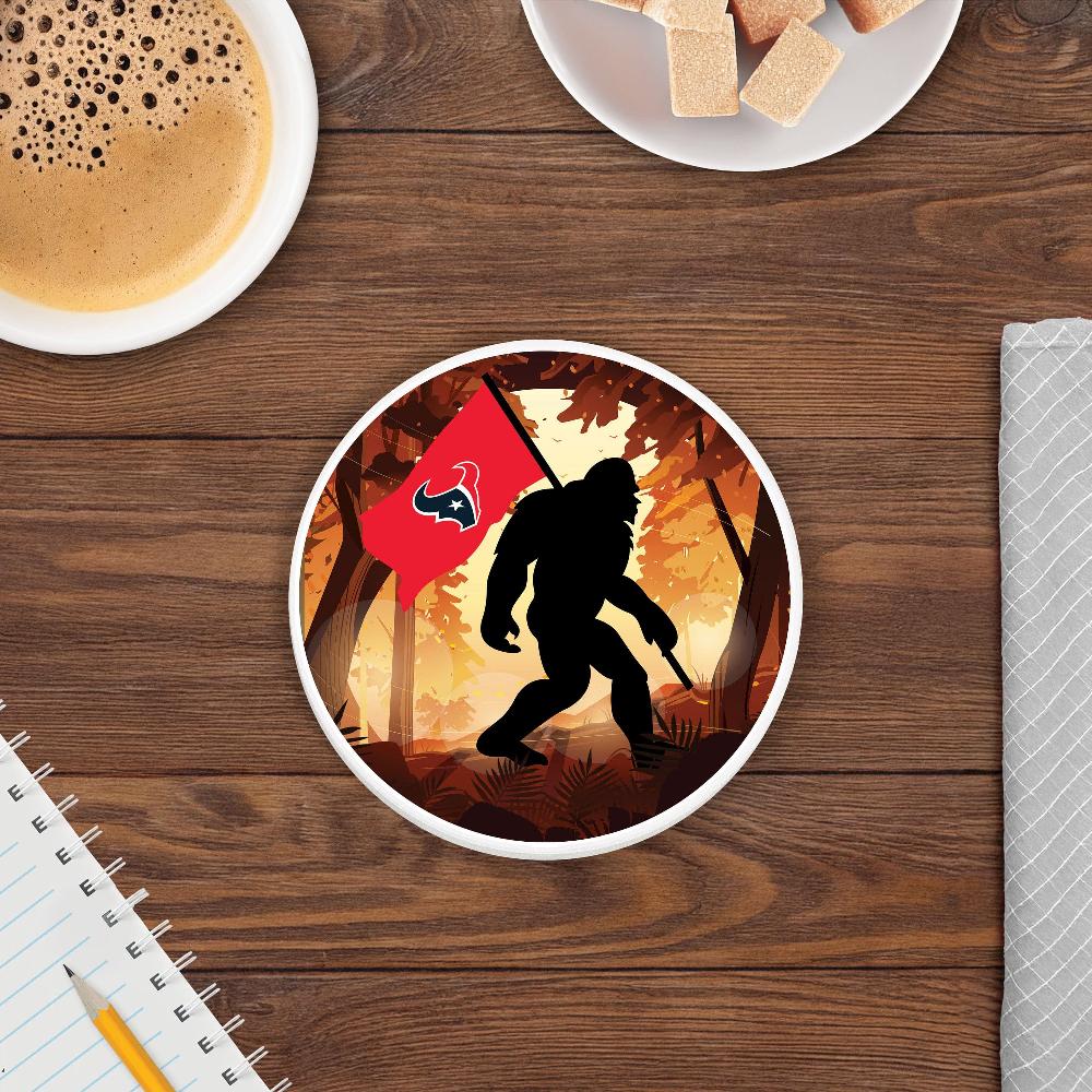 fan creations NFL Houston Texans - 4 inch Ceramic Big Foot Flag Car Coaster