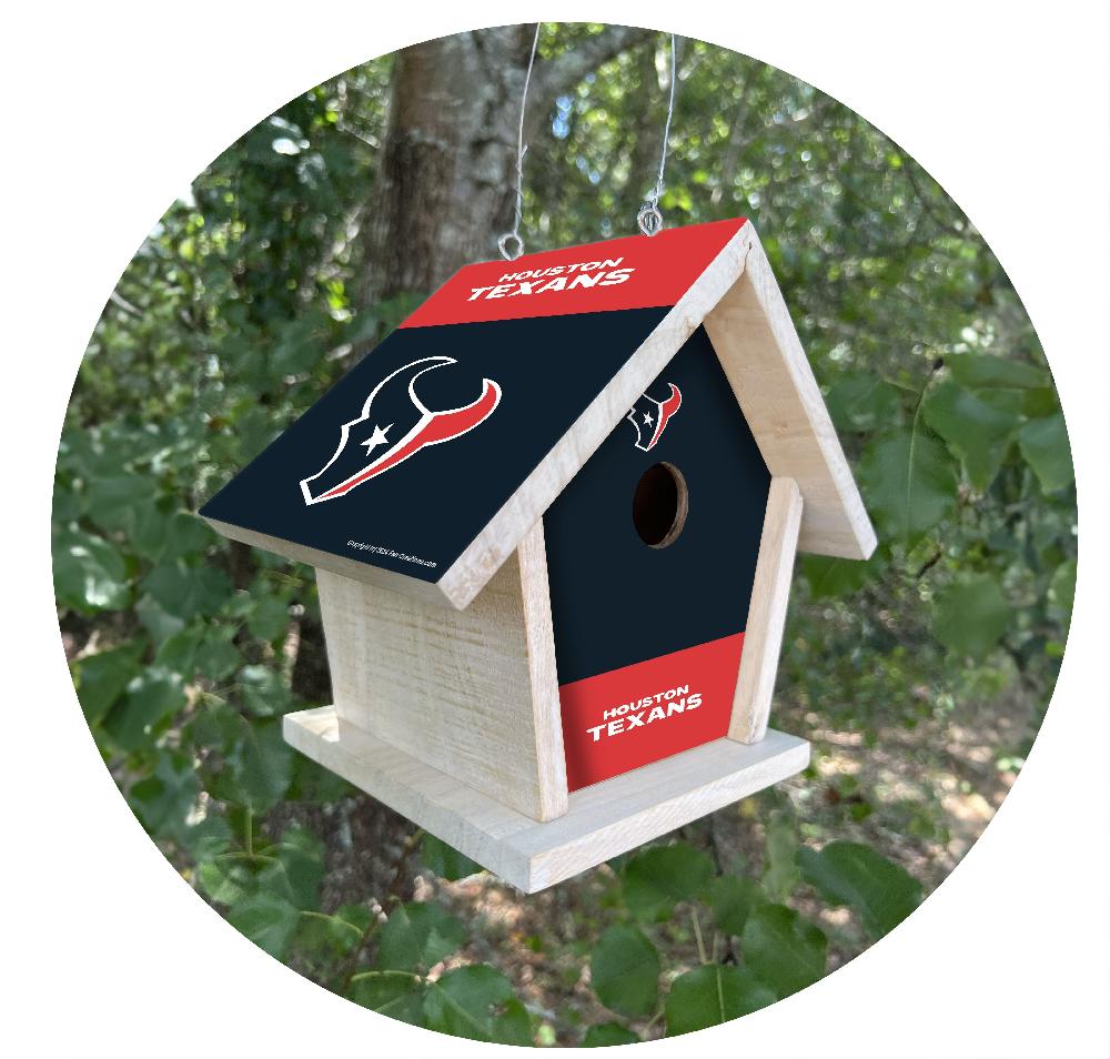 fan creations NFL Houston Texans-Themed Birdhouse – White Mahogany with Bright UV Printed Team Colors