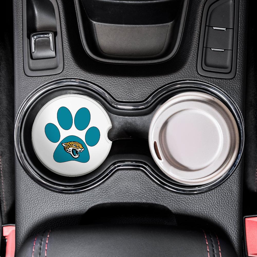 fan creations NFL Jacksonville Jaguars -Themed Ceramic Car Coaster – 2.5" Paw Print Design - 2 Pack