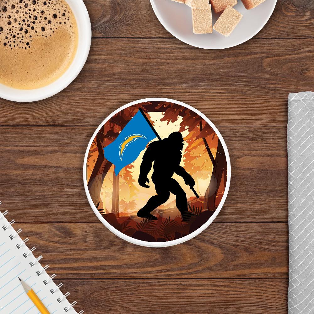 fan creations NFL Los Angeles Chargers - 4 inch Ceramic Big Foot Flag Car Coaster