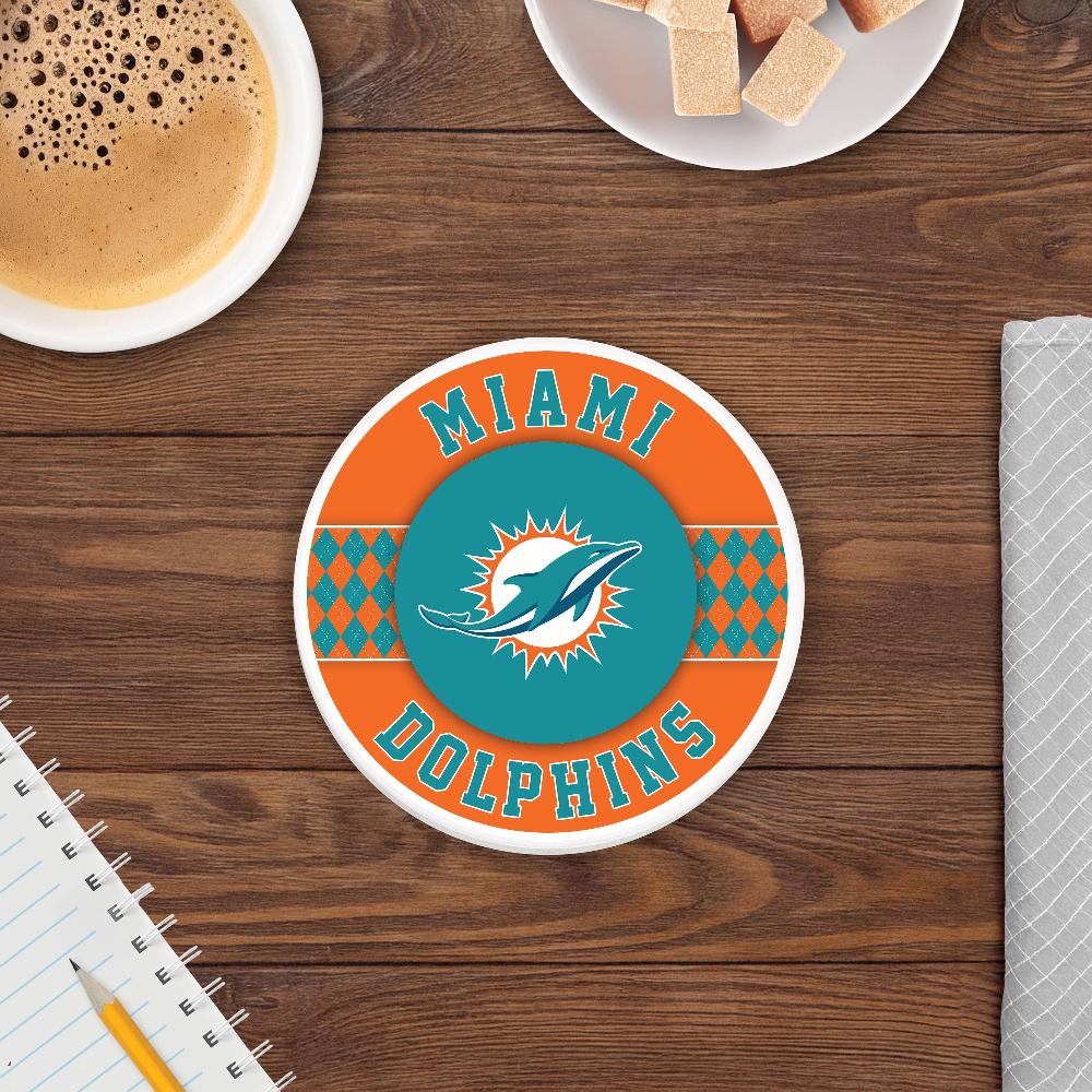 fan creations NFL - Miami Dolphins 4 inch Ceramic Argyle Coaster