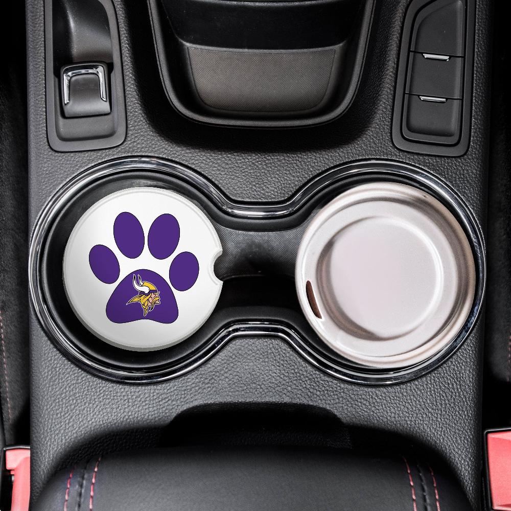 fan creations NFL Minnesota Vikings -Themed Ceramic Car Coaster – 2.5" Paw Print Design - 2 Pack