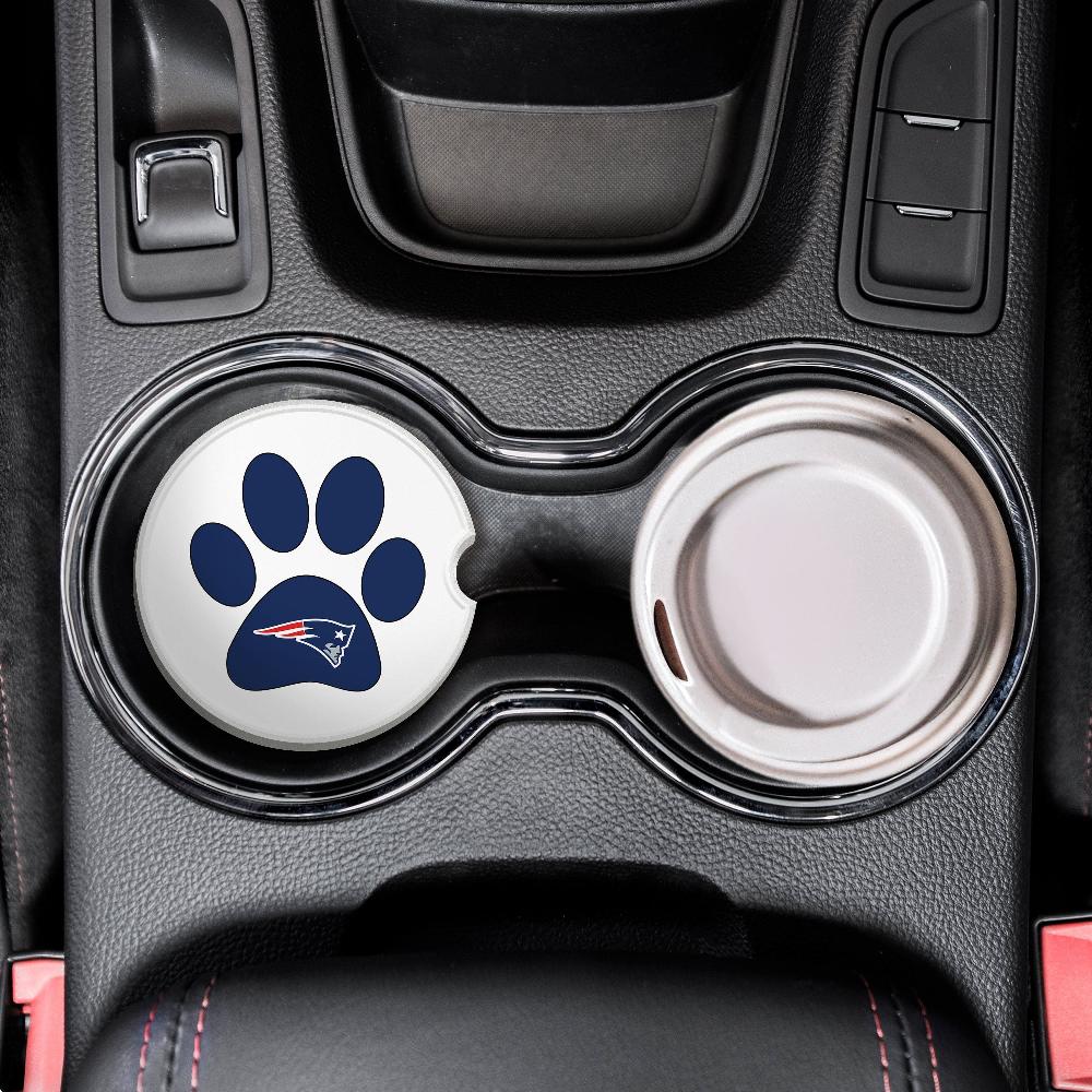 fan creations NFL New England Patriots -Themed Ceramic Car Coaster – 2.5" Paw Print Design - 2 Pack