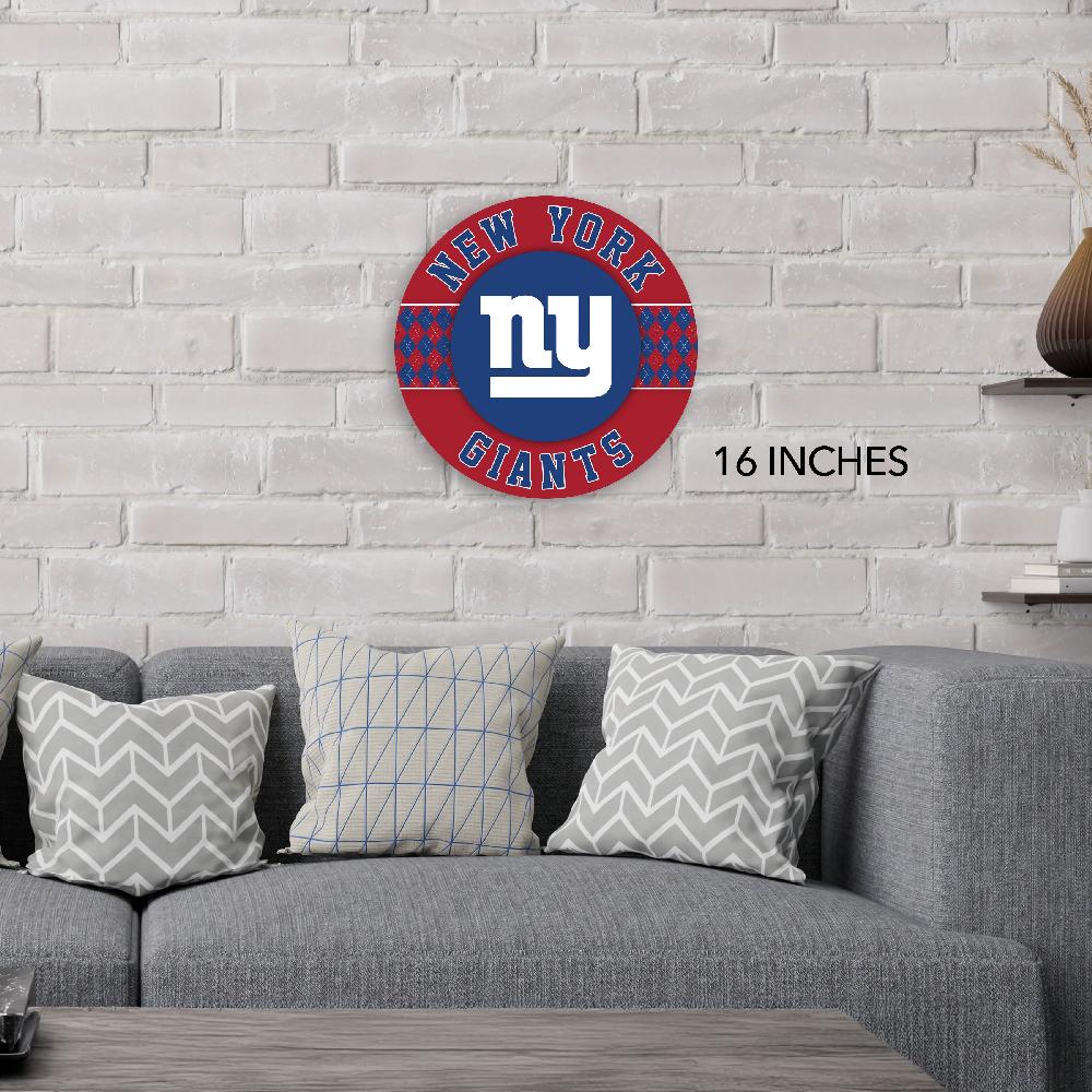 fan creations NFL New York Giants Argyle 16inc Circle Wall Art