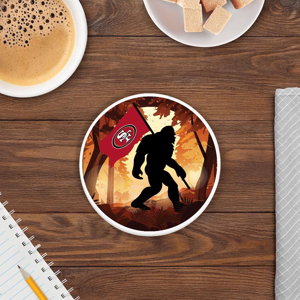 fan creations NFL San Francisco 49ers- 4 inch Ceramic Big Foot Flag Car Coaster