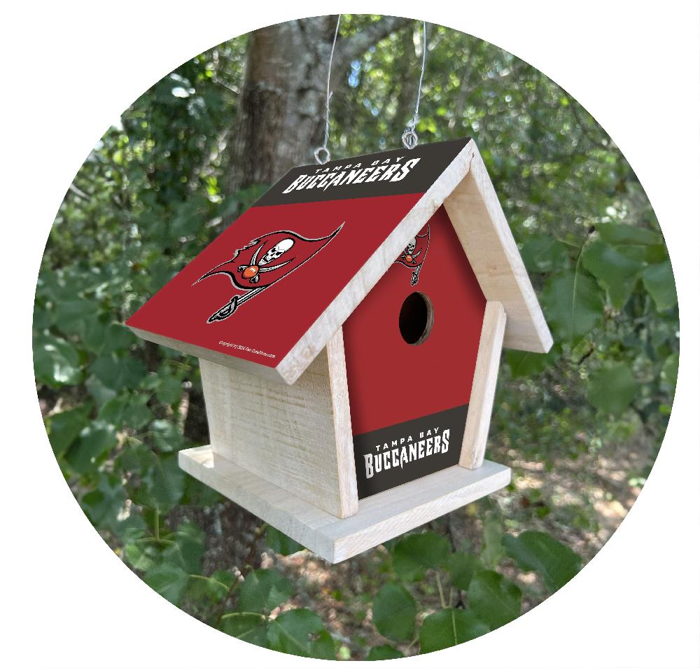 fan creations NFL Tampa Bay Buccaneers-Themed Birdhouse – White Mahogany with Bright UV Printed Team Colors