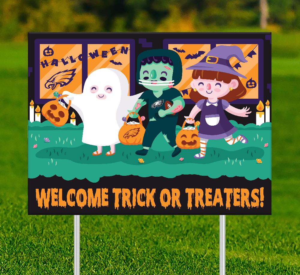 fan creations Philadelphia Eagles Welcome Trick or Treaters Yard Sign