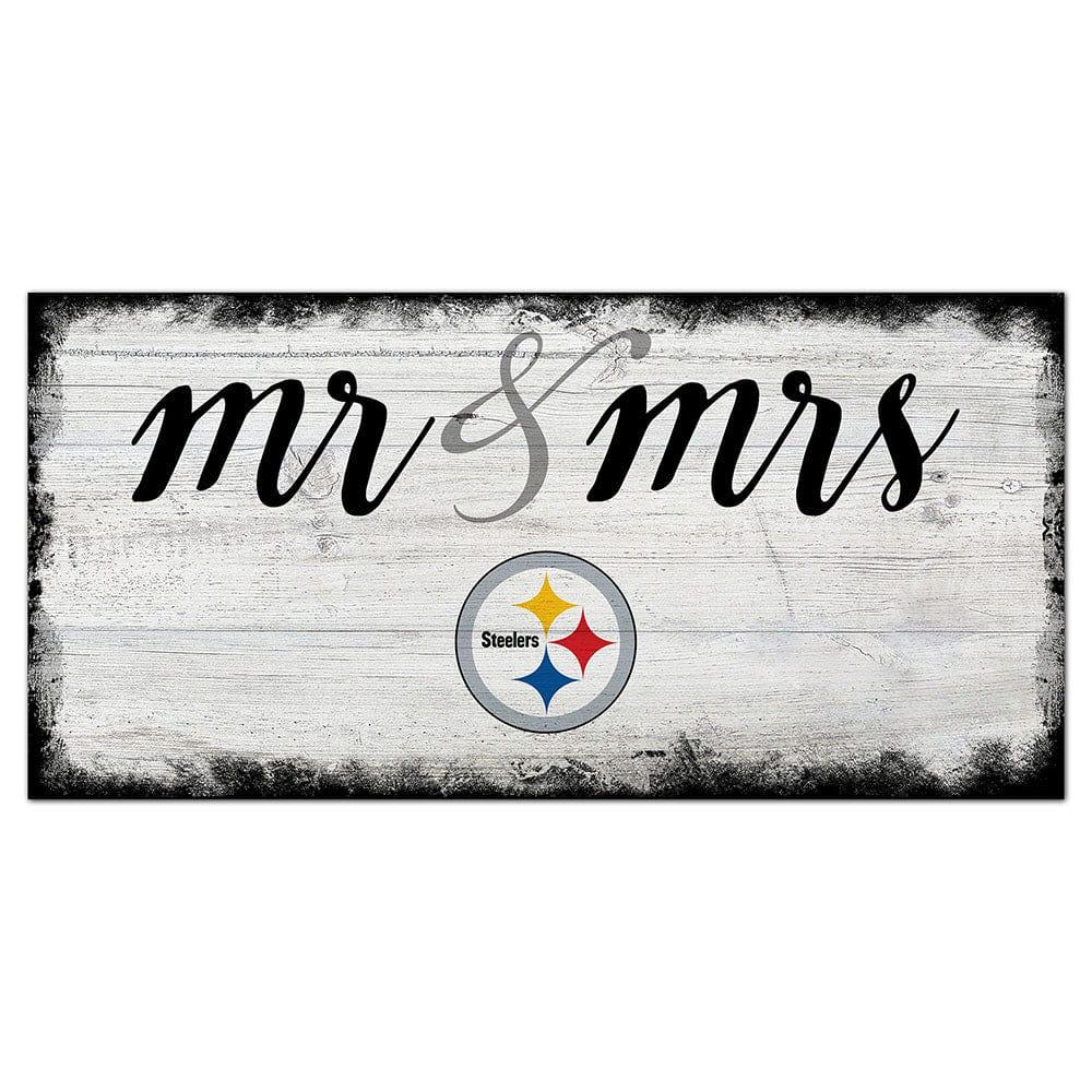 fan creations Pittsburgh Steelers Script Mr & Mrs 6x12 Sign