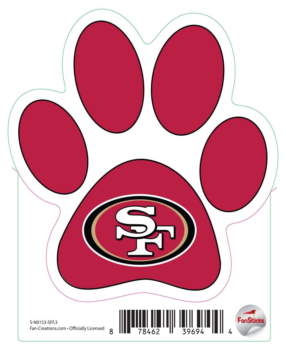 fan creations San Francisco 49ers 3in Decal - Paw Print with Team Logo