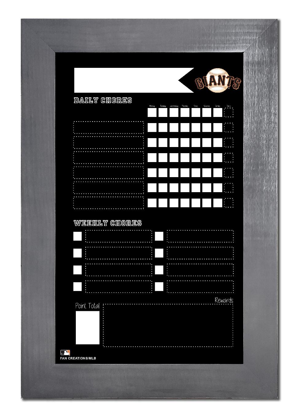 fan creations San Francisco Giants Chore Chart Chalkboard 11x19 With Frame