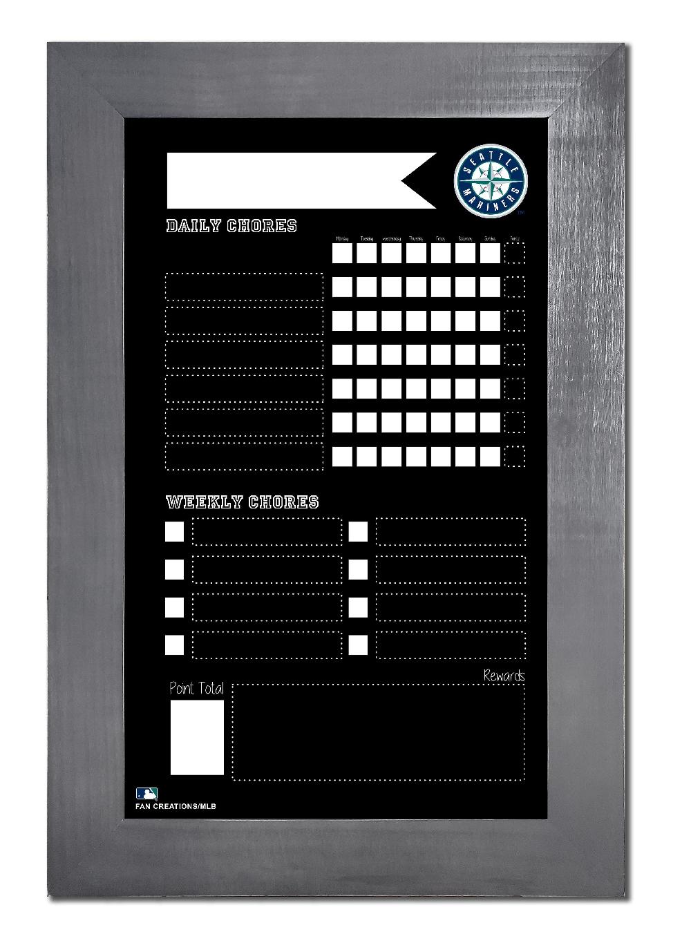 fan creations Seattle Mariners Chore Chart Chalkboard 11x19 With Frame