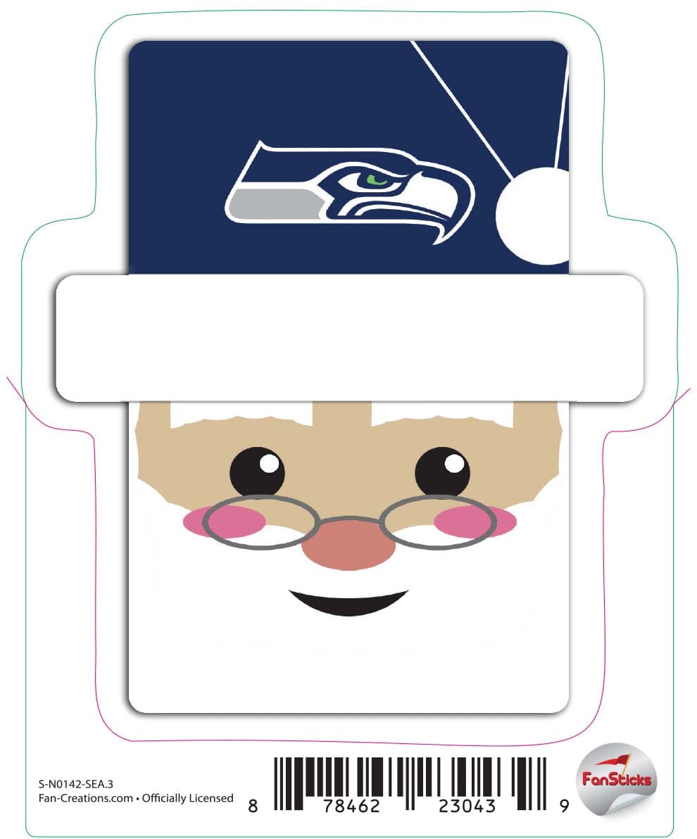 fan creations Seattle Seahawks 3in Decal - Santa Holiday Head