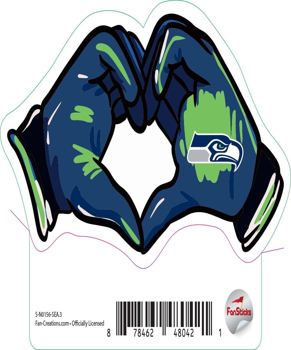 fan creations Seattle Seahawks 3in Decal - Sticker Heart Hands