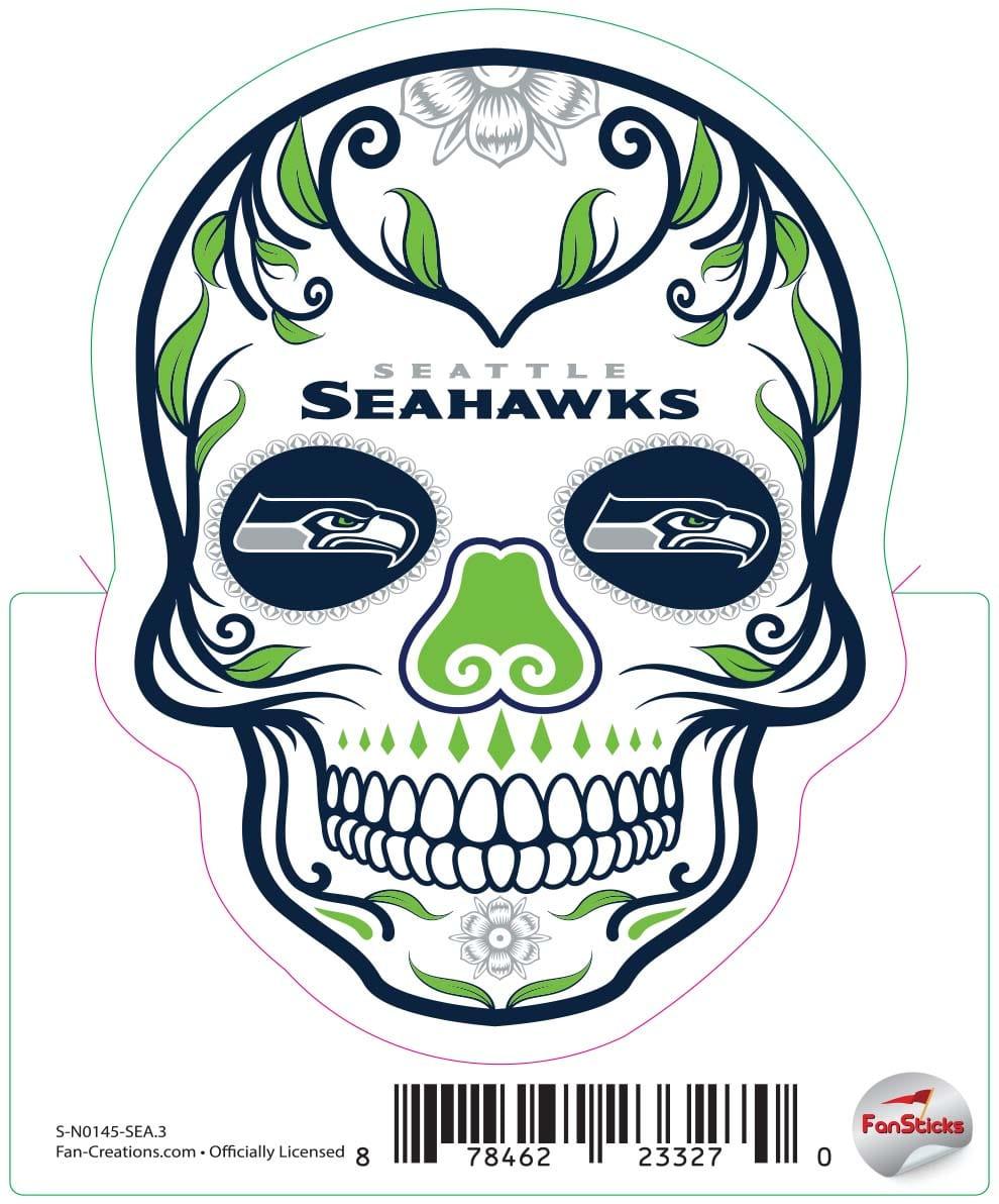 fan creations Seattle Seahawks 3in Decal - Sugar Skull
