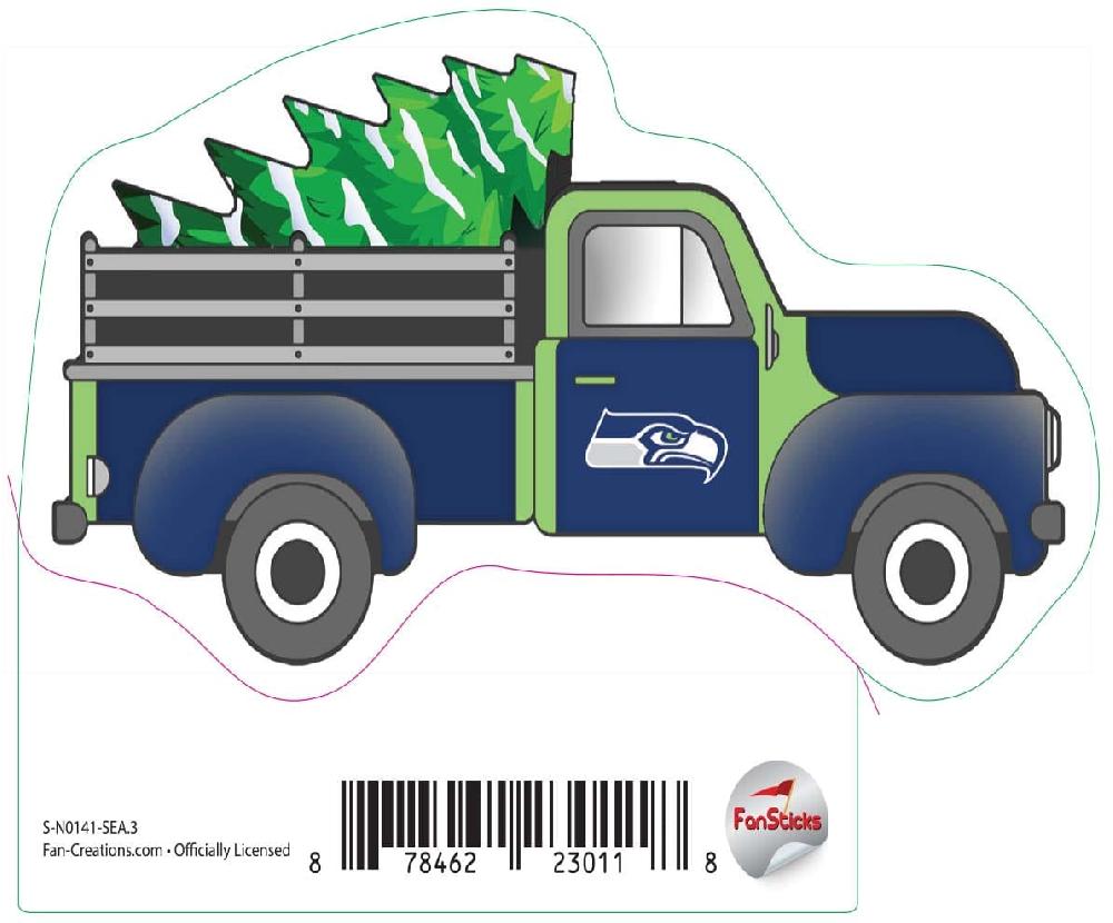 fan creations Seattle Seahawks 3in Decal - Truck with Christmas Tree