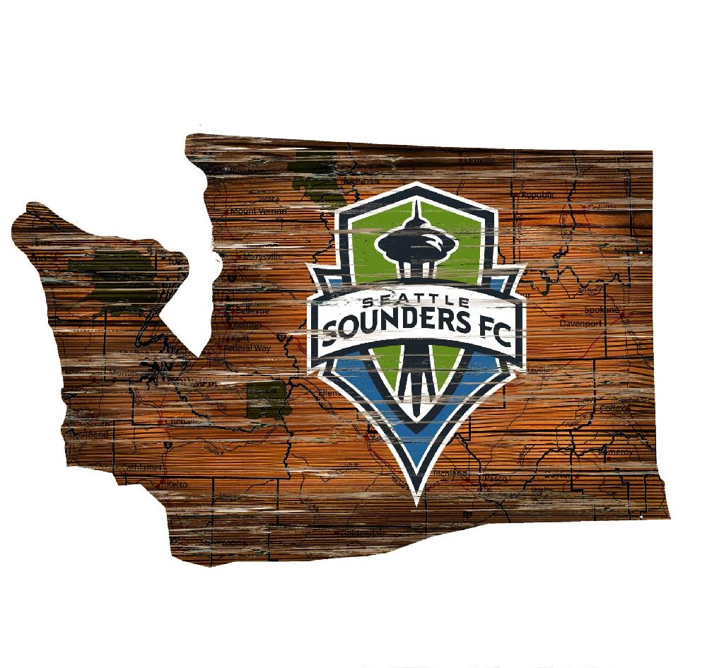 fan creations Seattle Sounders FC Distressed State With Logo Sign