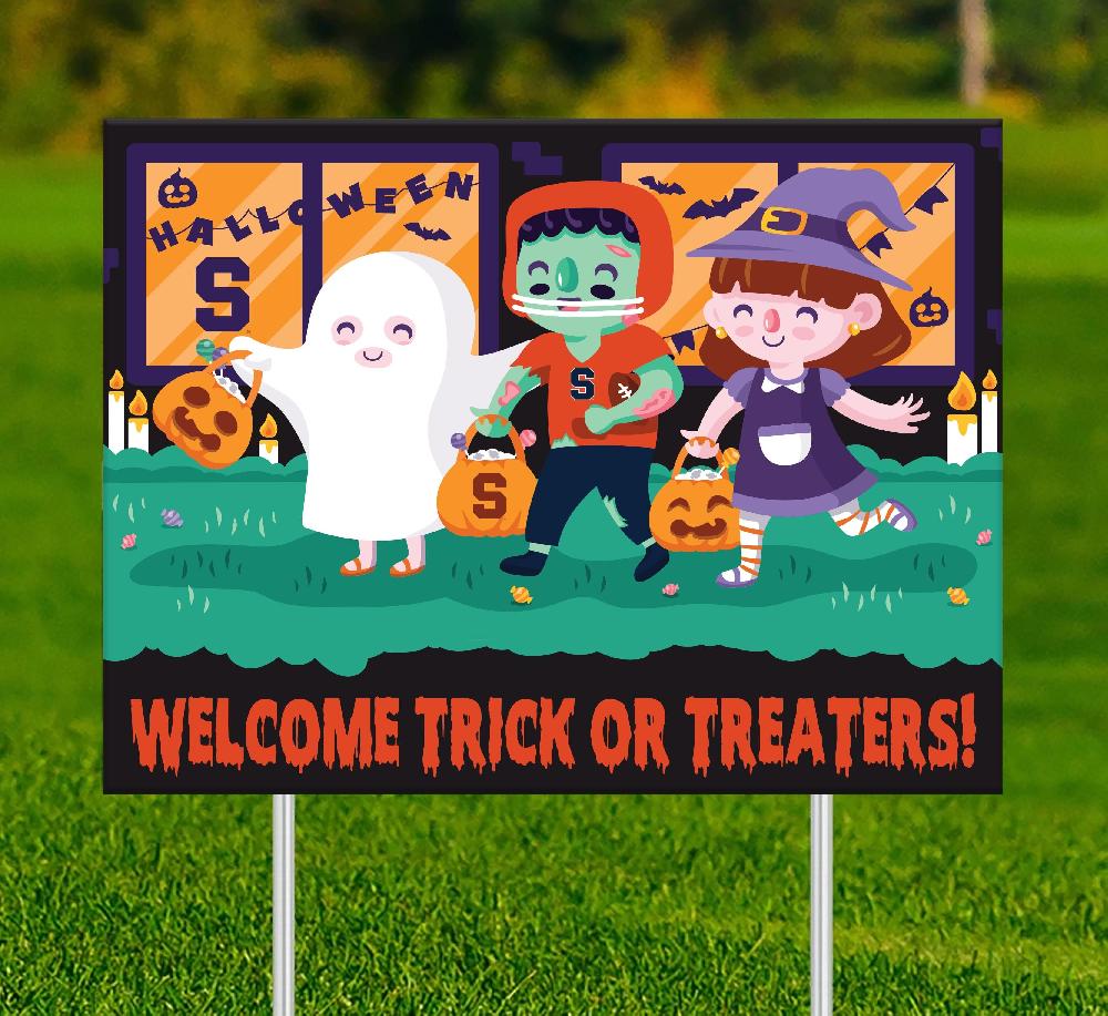 fan creations Syracuse Welcome Trick or Treaters Yard Sign