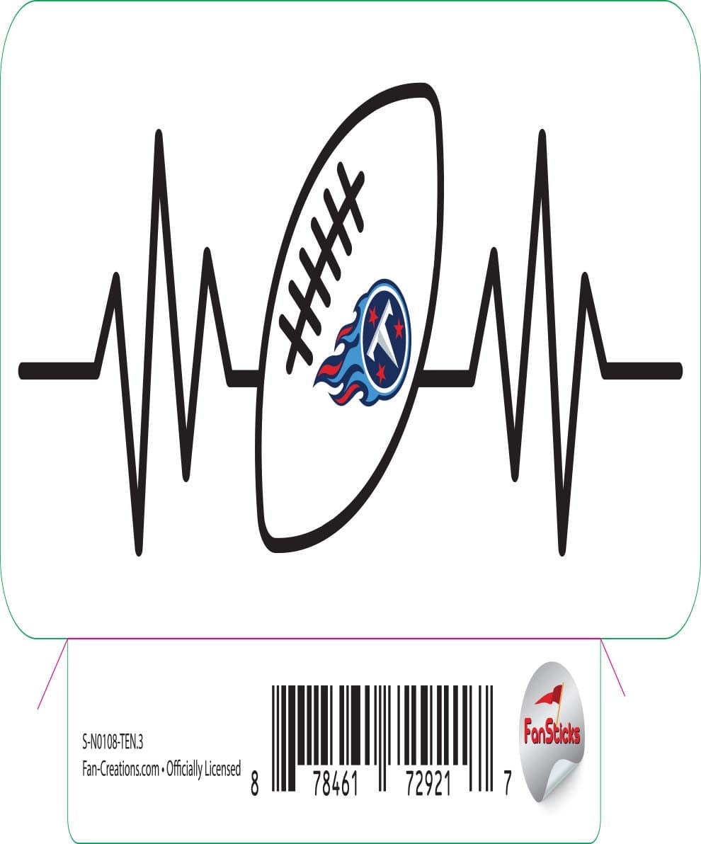 fan creations Tennessee Titans 3in Decal - Heart Beat Football