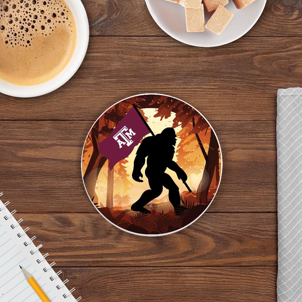 fan creations Texas A&M University - 4 inch Ceramic Big Foot Flag Car Coaster