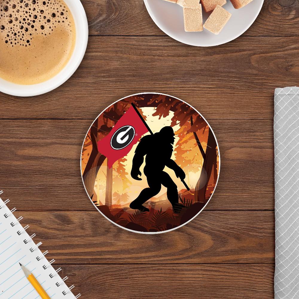 fan creations University of Georgia - 4 inch Ceramic Big Foot Flag Car Coaster