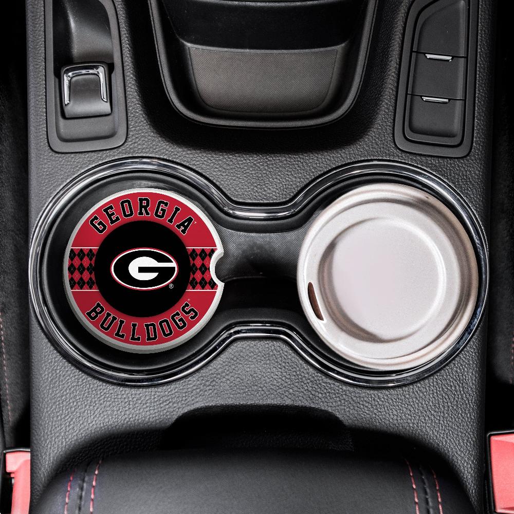 fan creations University of Georgia Argyle Ceramic Car Coaster - 2 Pack