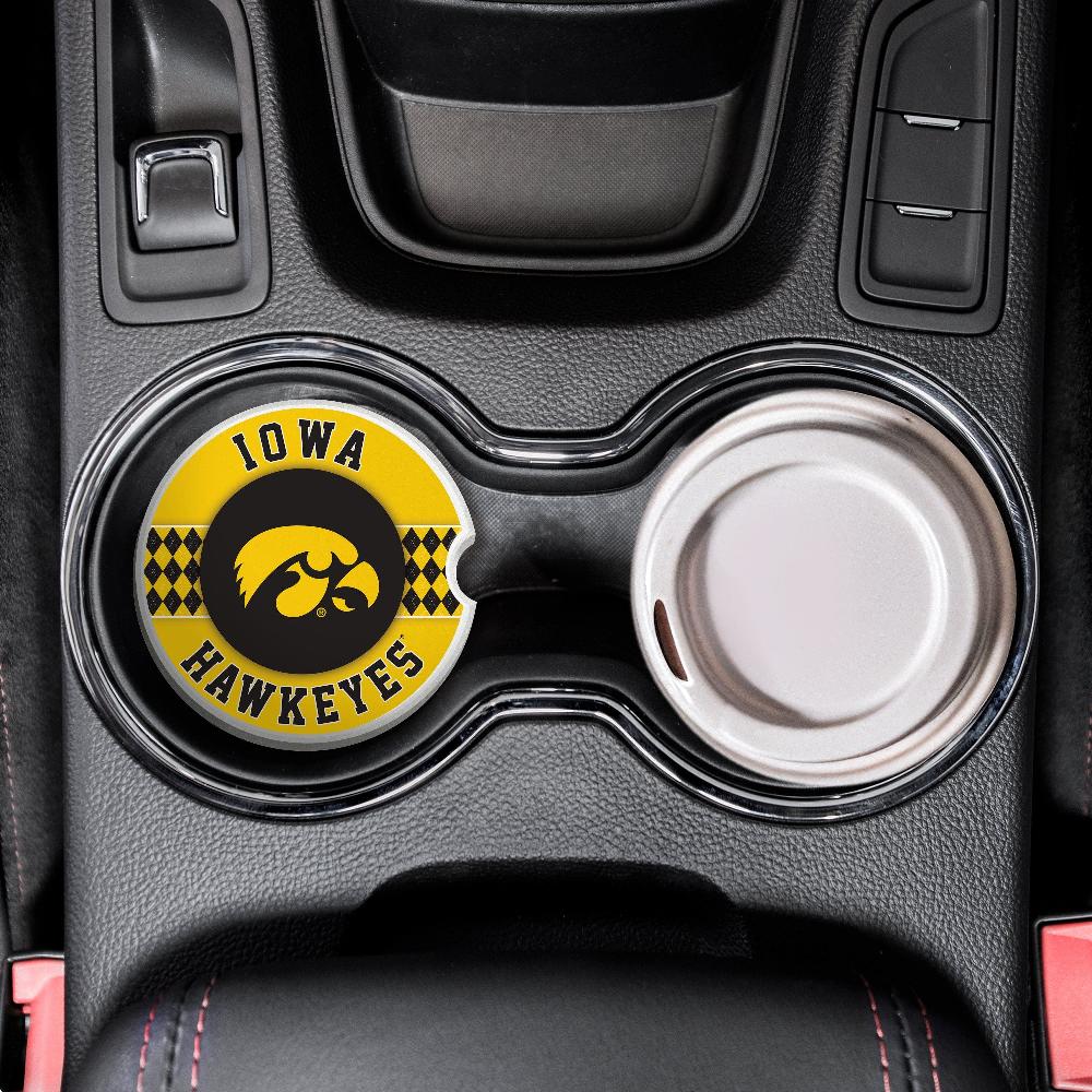 fan creations University of Iowa Argyle Ceramic Car Coaster - 2 Pack