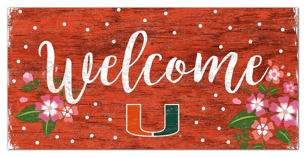 fan creations University of Miami Welcome Floral 6x12 Sign