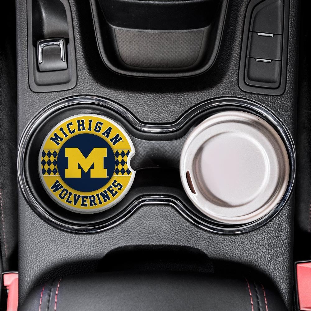 fan creations University of Michigan Argyle Ceramic Car Coaster - 2 Pack