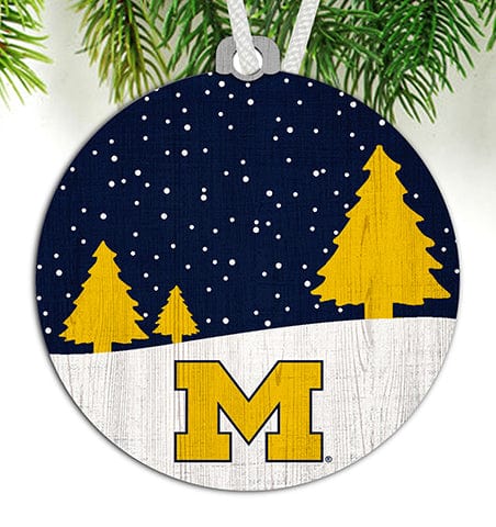 fan creations University of Michigan Snow Scene Ornament