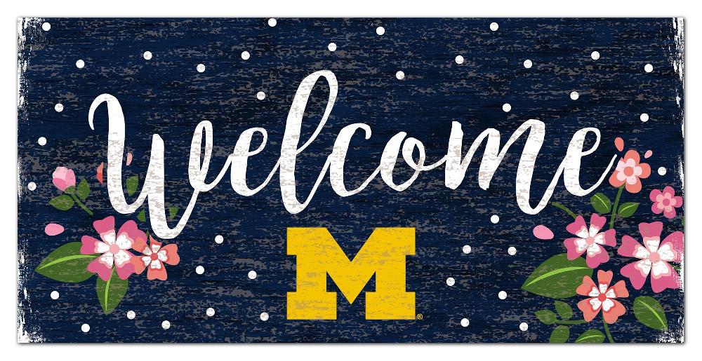 fan creations University of Michigan Welcome Floral 6x12 Sign