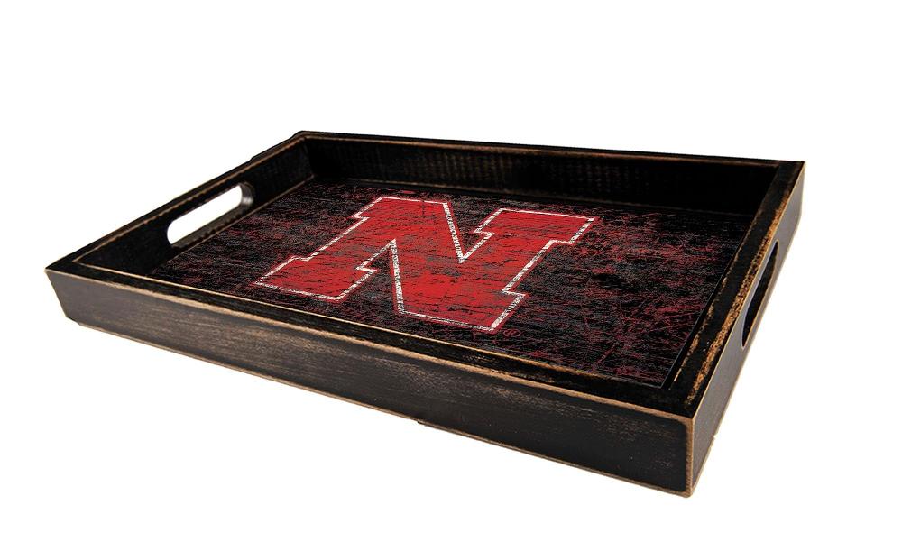 fan creations University of Nebraska Distressed Team Tray With Team Colors