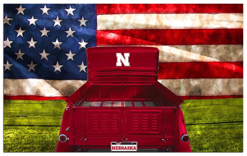 fan creations University of Nebraska Patriotic Retro Truck 11x19