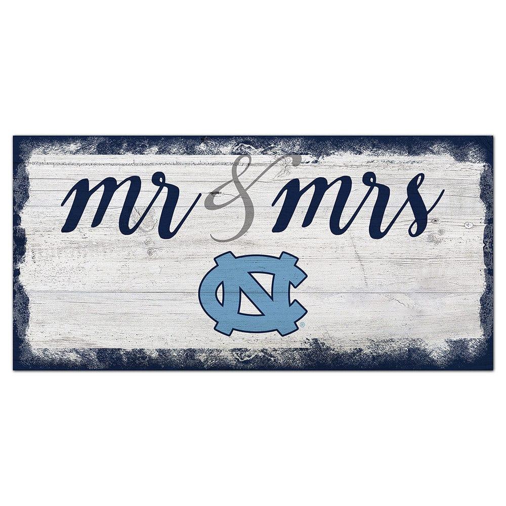 fan creations University of North Carolina Script Mr & Mrs 6x12 Sign