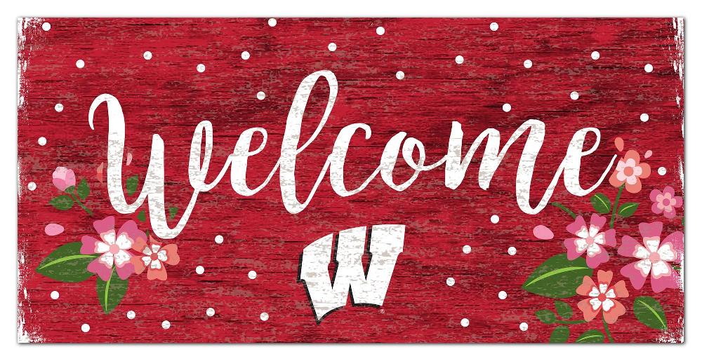fan creations University of Wisconsin Welcome Floral 6x12 Sign