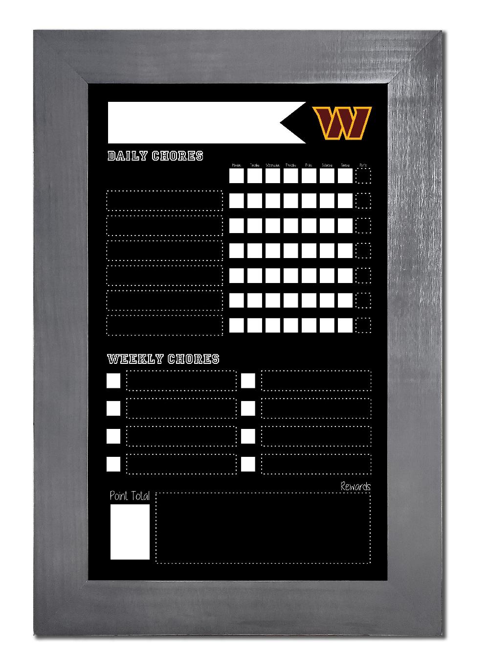 fan creations Washington Commanders Chore Chart Chalkboard 11x19 With Frame