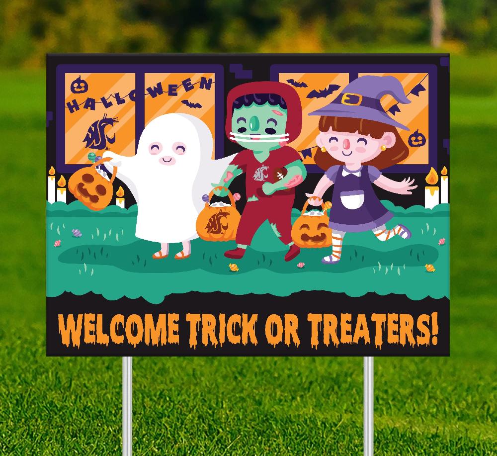 fan creations Washington State Welcome Trick or Treaters Yard Sign
