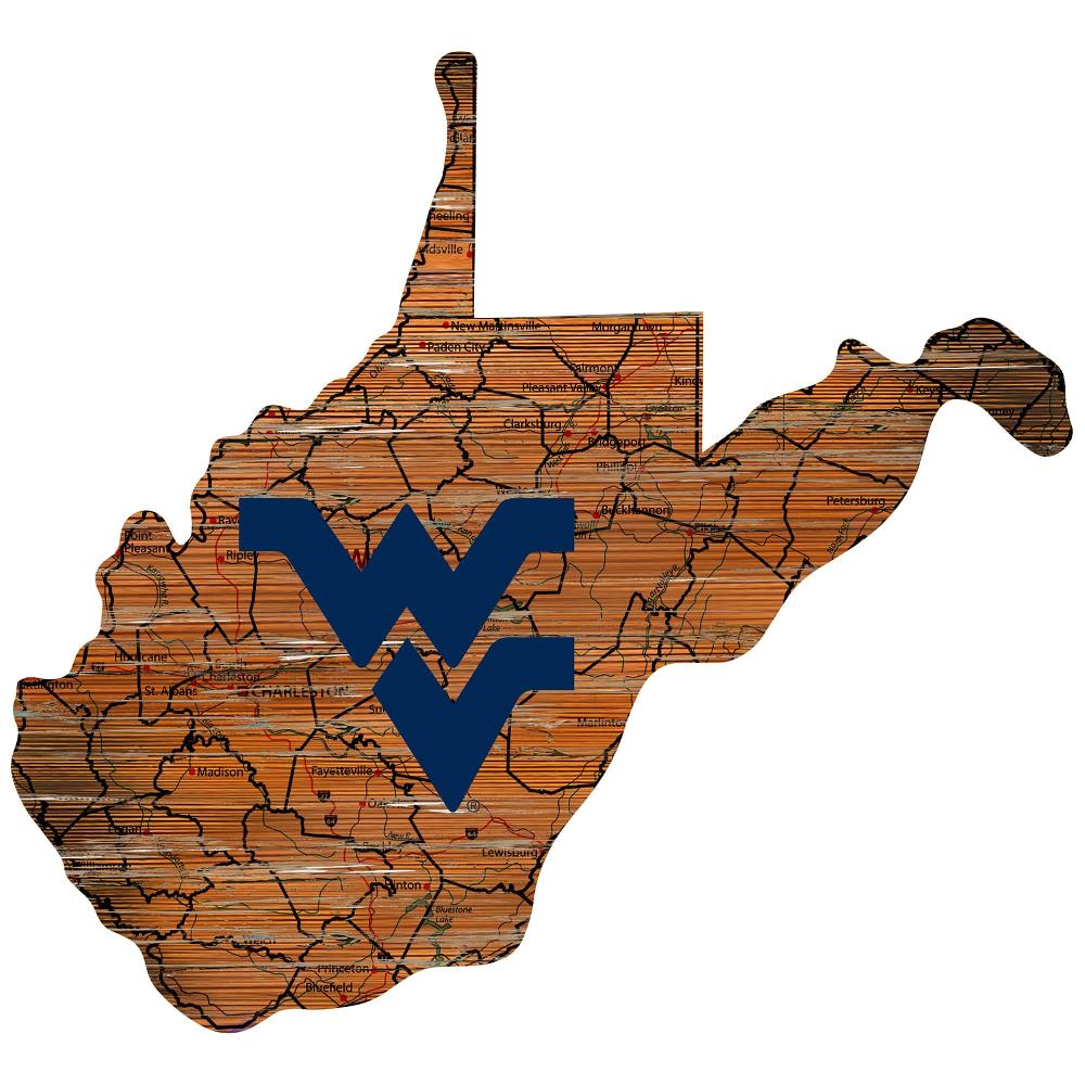 fan creations West Virginia Distressed State With Logo Sign