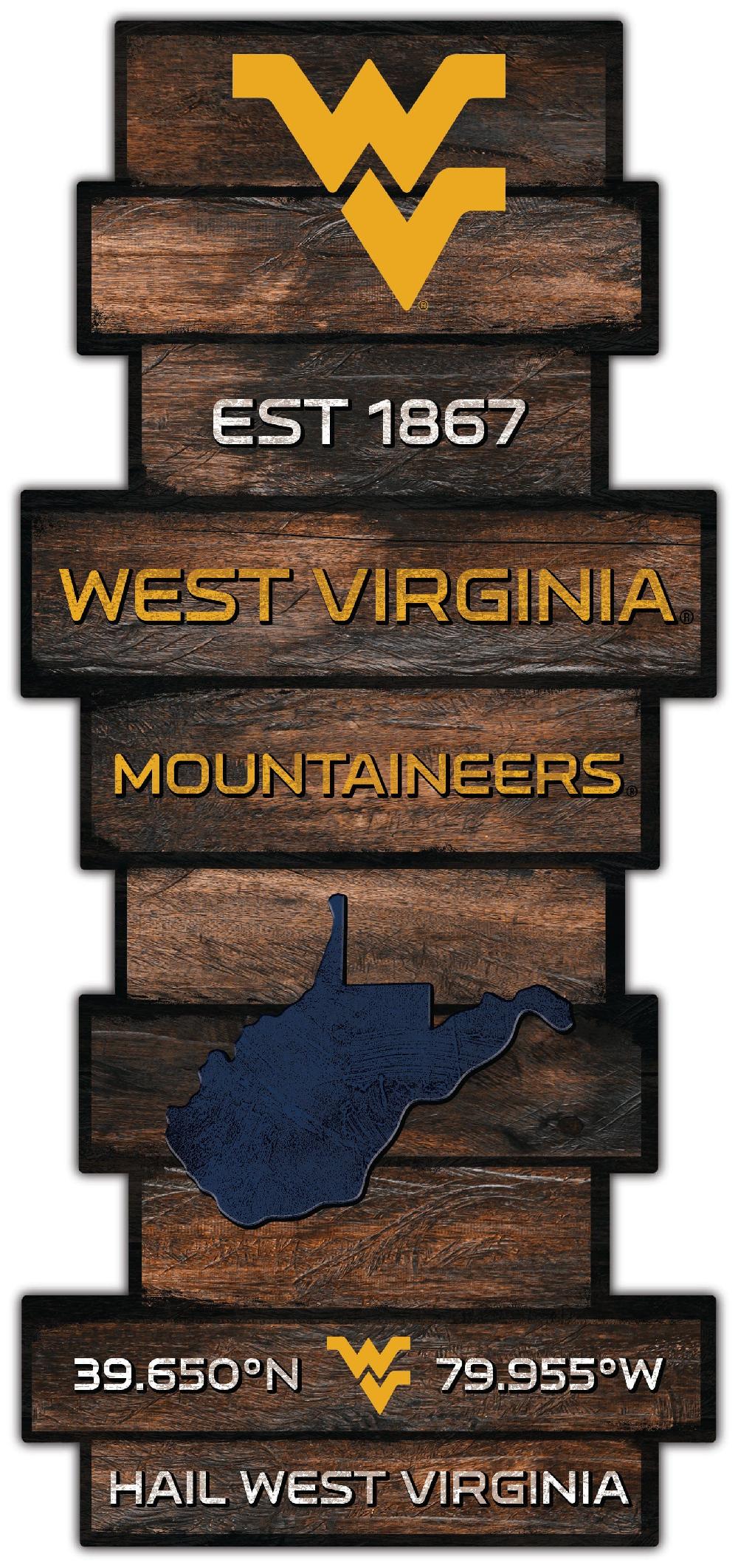 fan creations West Virginia Wood Celebration Stack 24" Sign