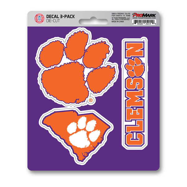 fanmats Clemson University Decal 3-pk
